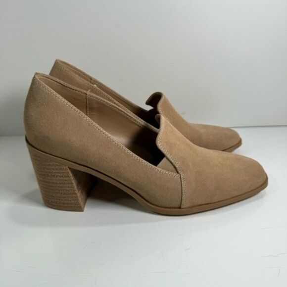 Joie Wevenly Suede Shoe sz 9 Tan Size On Block Heel Square Toe NEW #G609 - Picture 1 of 9